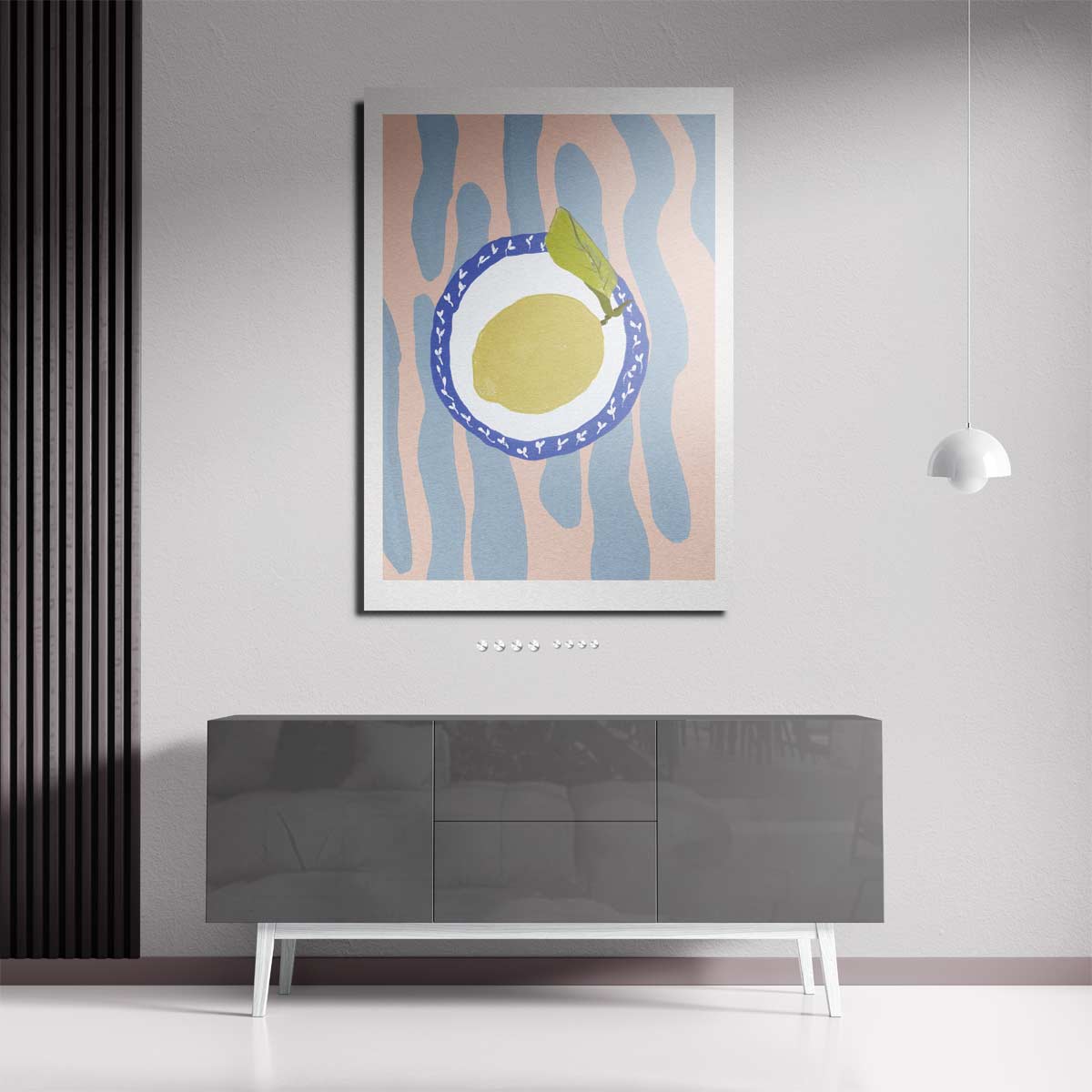Citroen op Bord met Kleurrijke Achtergrond Kunstwerk-canvas-dibond-plexiglas-wanddecoratie-WallArtistic