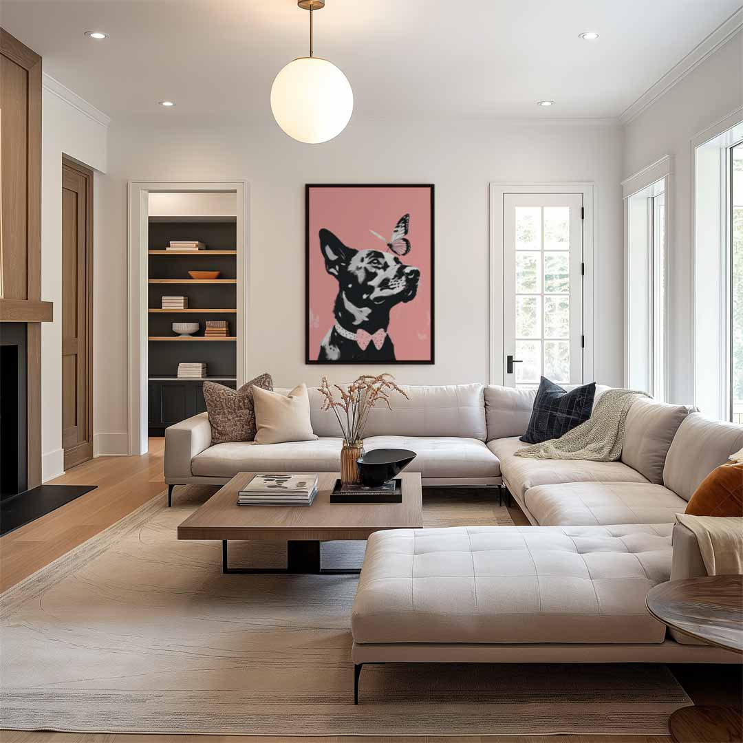 Dreamy Dog and Butterfly Artwork