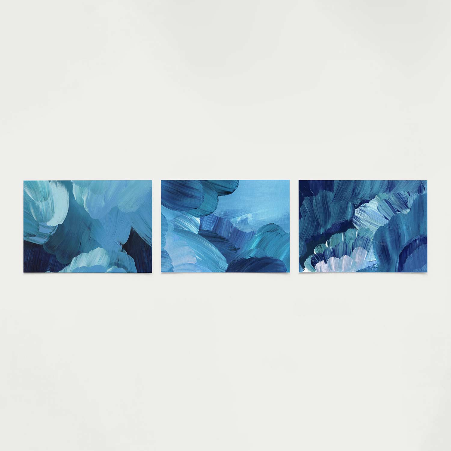 Blauwe penseelstreken Posterset