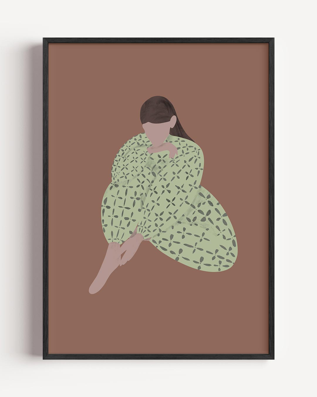 Stijlvolle Dromerige Vrouw in Patroonjurk Poster-WallArtistic