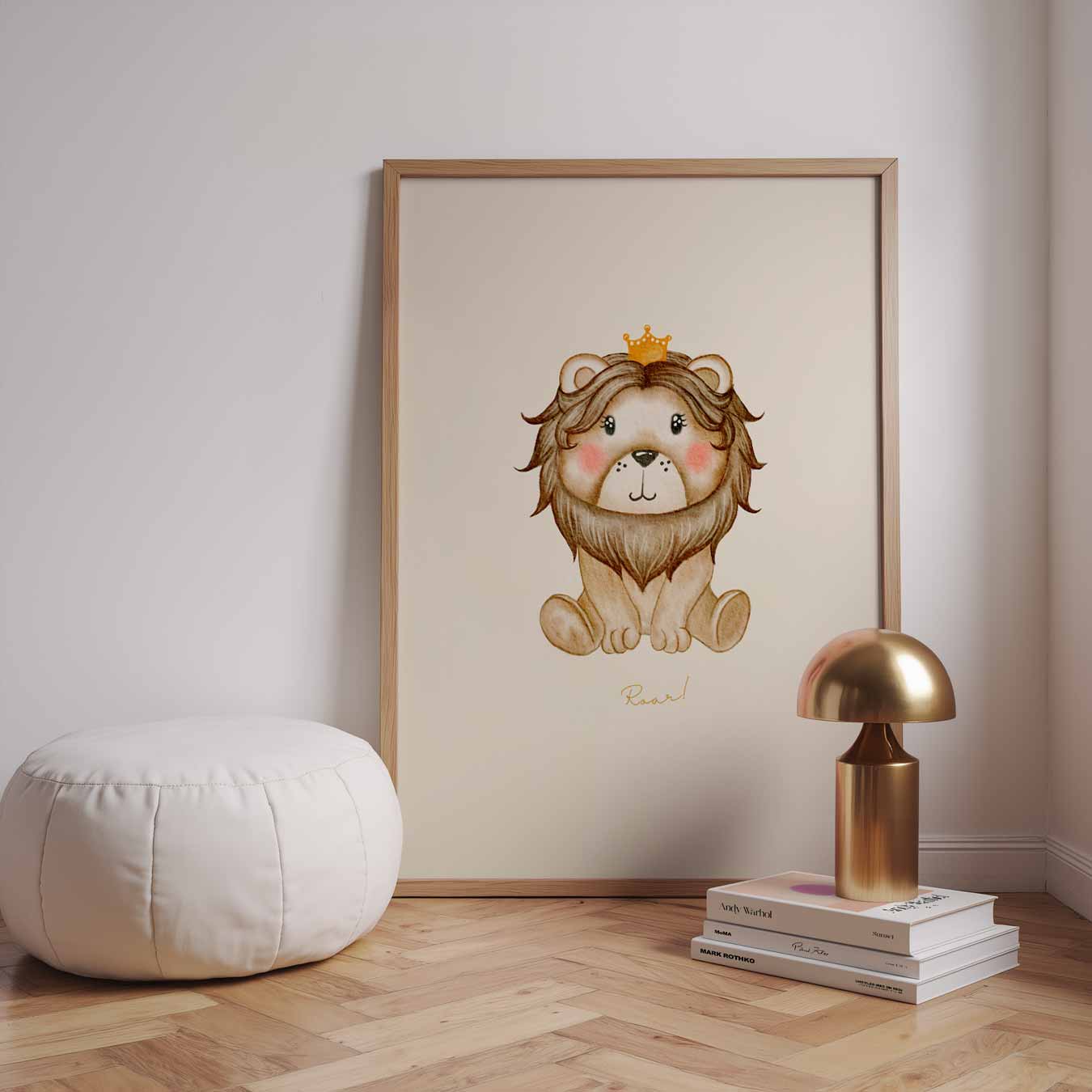 Schattige Leeuwenposter met Kroontje Poster-WallArtistic