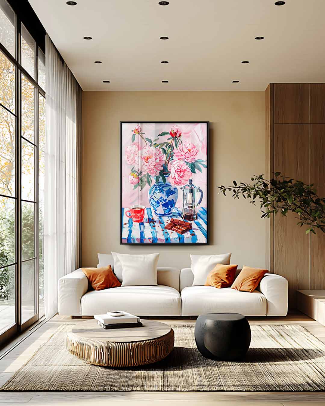 Bloeiende Pioenen in Stilleven Kunstwerk-canvas-dibond-plexiglas-wanddecoratie-WallArtistic