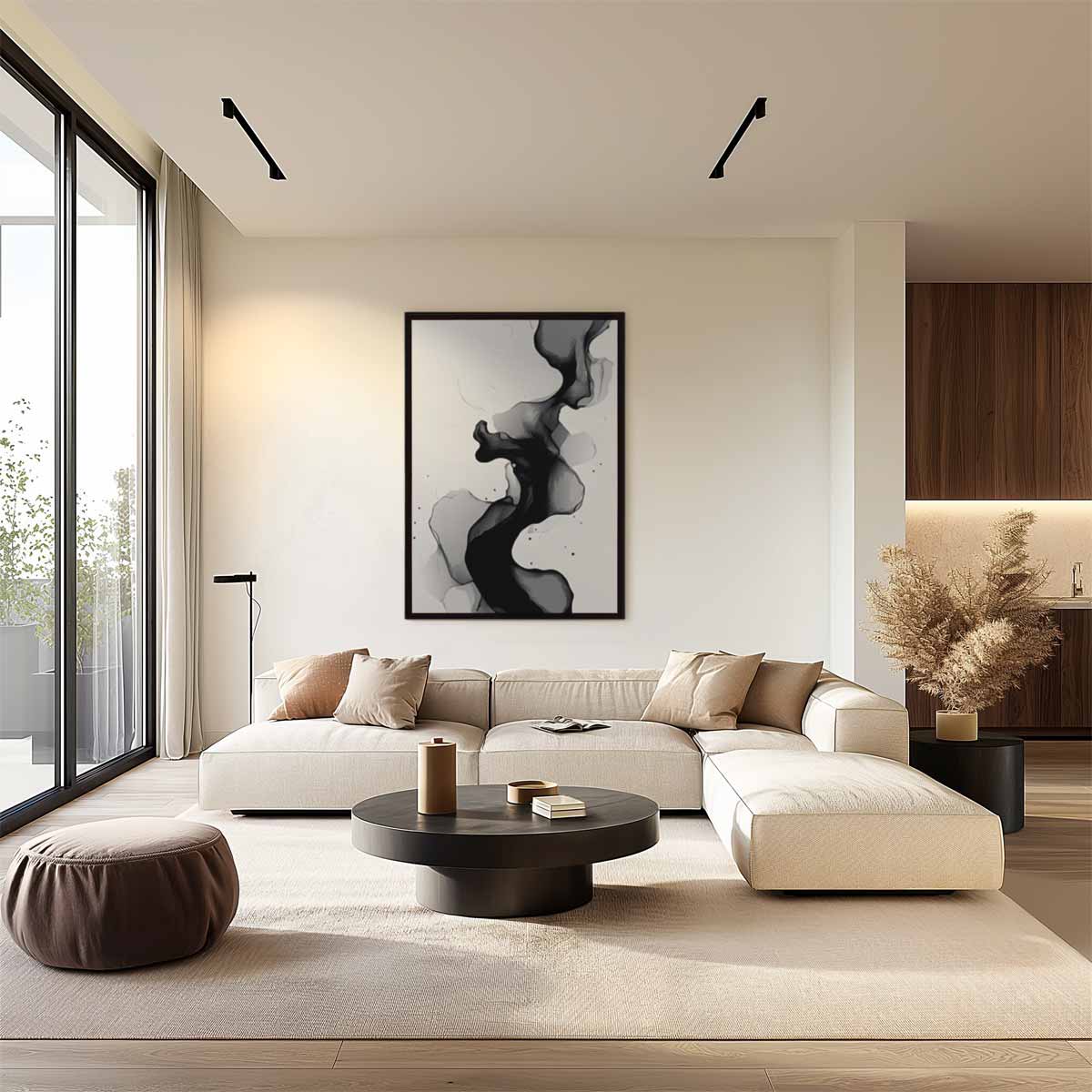 Golvend Grijs Kunstwerk-canvas-dibond-plexiglas-wanddecoratie-WallArtistic