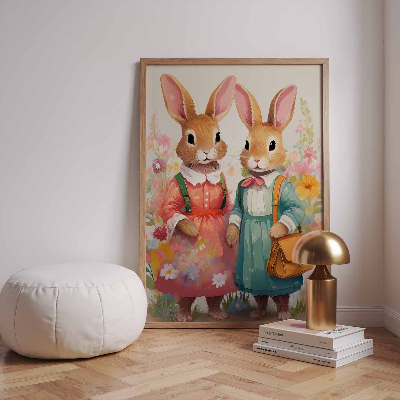 Bloemenfeest Konijnen Poster-WallArtistic