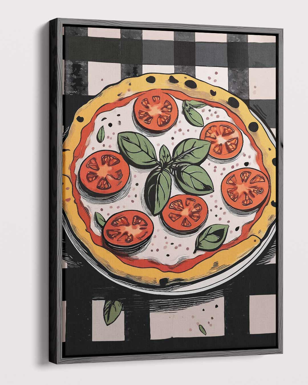 Vrolijke Pizza Illustratie Kunstwerk-canvas-dibond-plexiglas-wanddecoratie-WallArtistic
