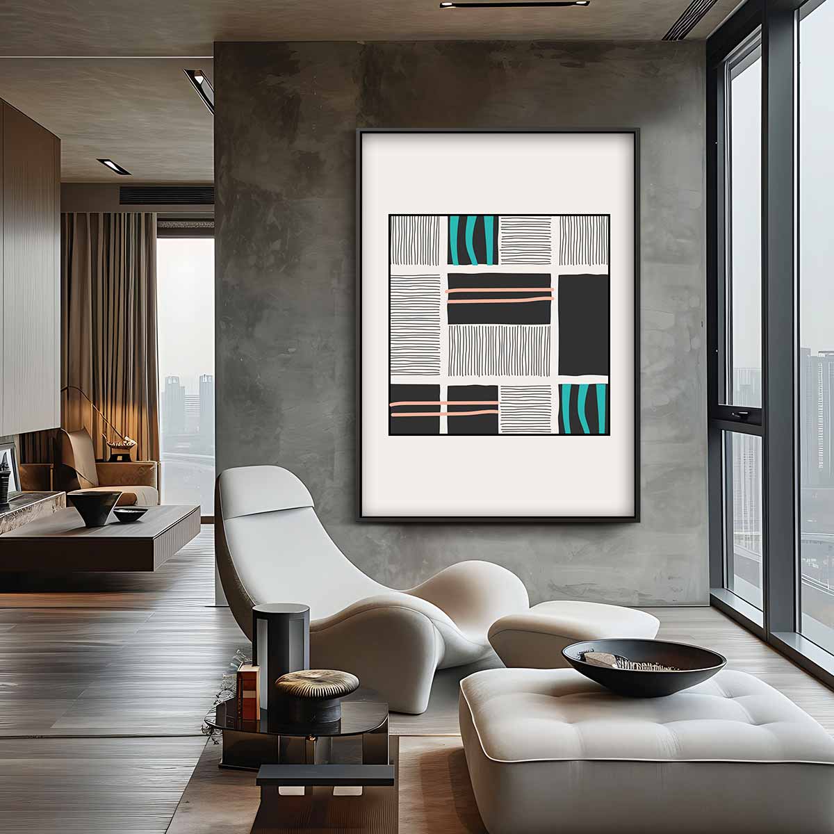 Modern Abstracte Patroonprint Kunstwerk-canvas-dibond-plexiglas-wanddecoratie-WallArtistic