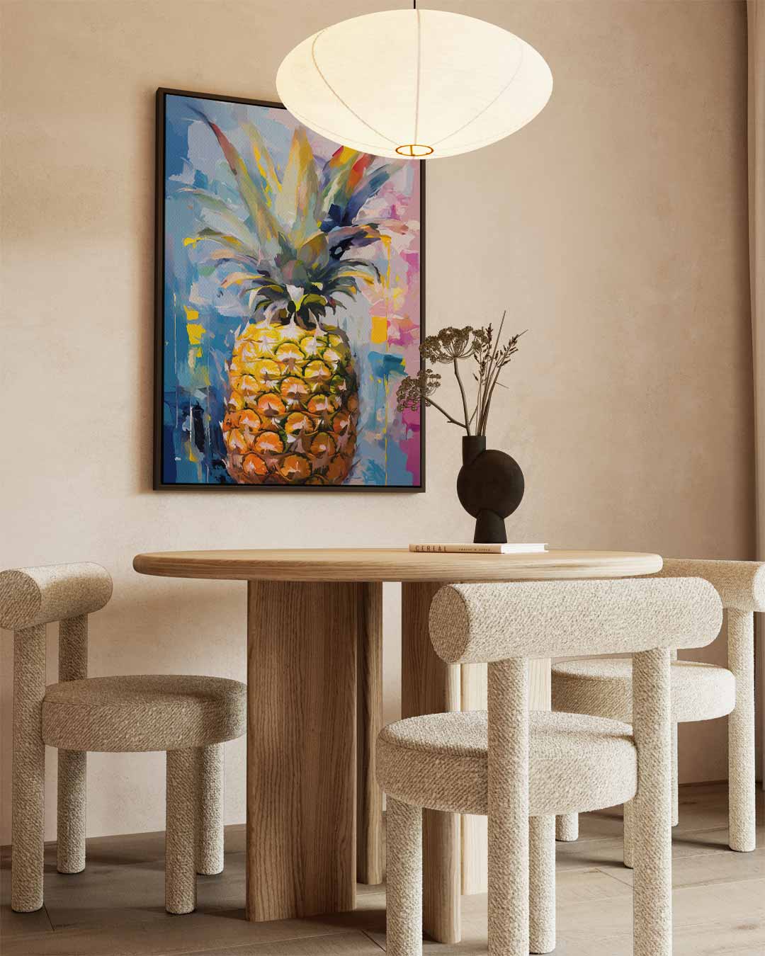 Tropische Ananas Expressie Kunstwerk-canvas-dibond-plexiglas-wanddecoratie-WallArtistic