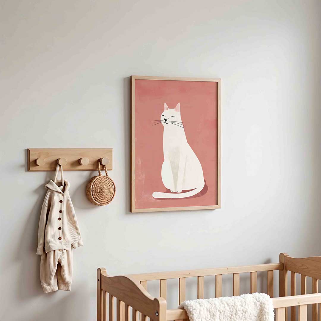 Witte kat Poster