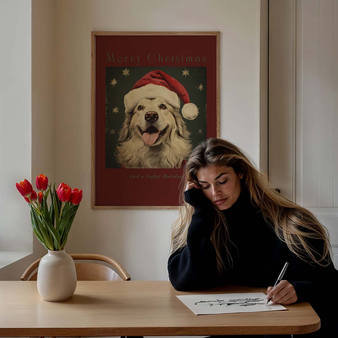 Vrolijke Kerstmis Hond Poster-WallArtistic