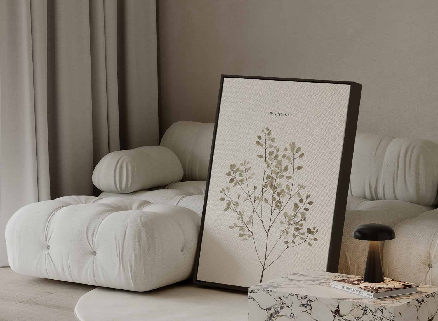 Minimalistische Wilde Bloem Illustratie Kunstwerk-canvas-dibond-plexiglas-wanddecoratie-WallArtistic