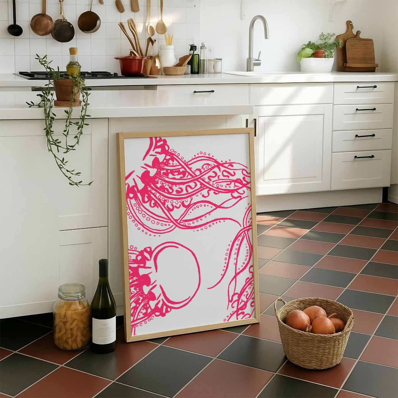 Vrolijke Octopus Kunstposter-WallArtistic