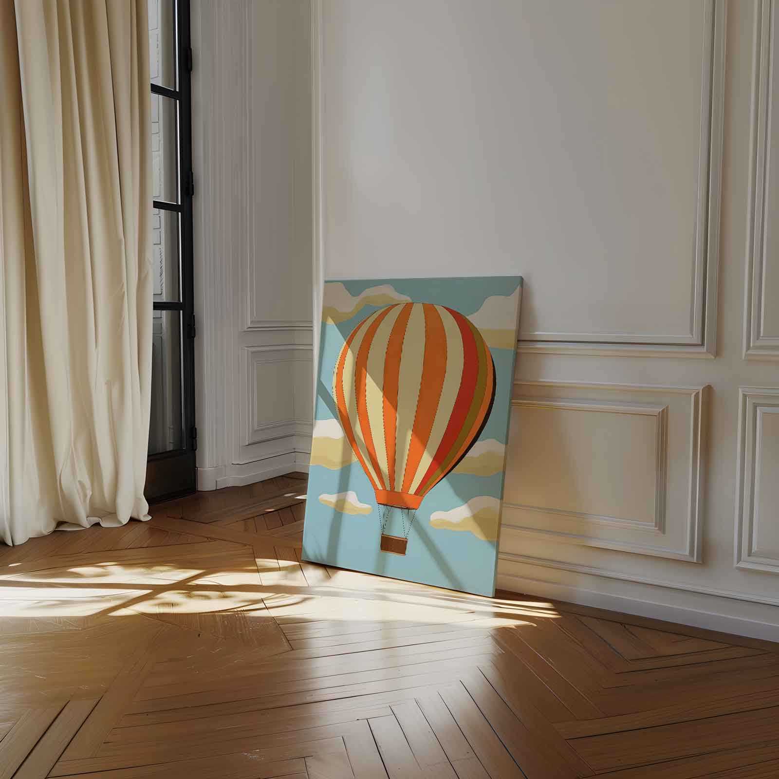 Vrolijke Luchtballon Kunstwerk-canvas-dibond-plexiglas-wanddecoratie-WallArtistic