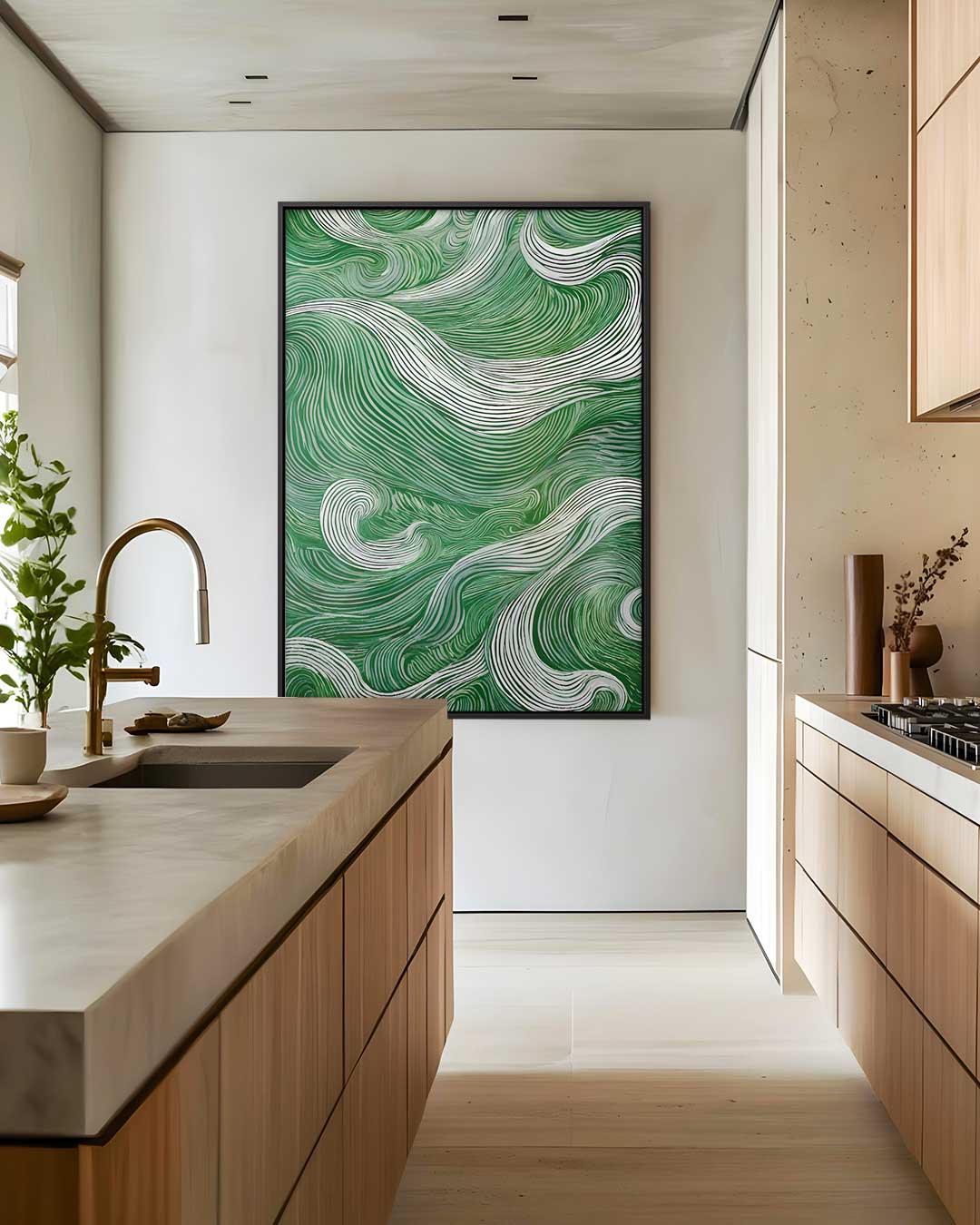 Groen Getijden Kunstwerk-canvas-dibond-plexiglas-wanddecoratie-WallArtistic