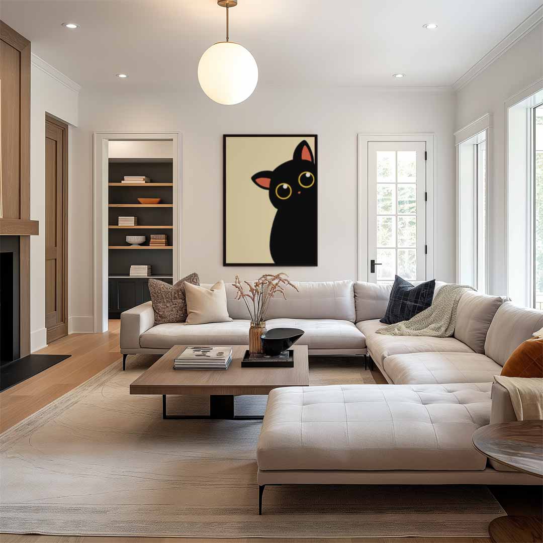 Schattige Kat Poster Kunstwerk-canvas-dibond-plexiglas-wanddecoratie-WallArtistic