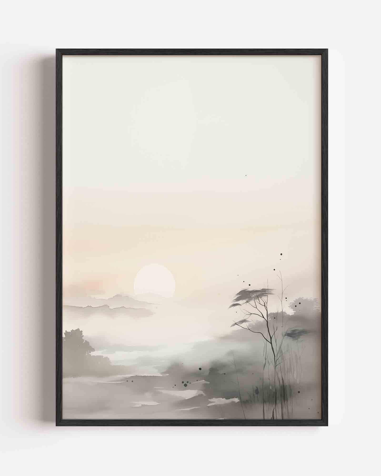 Zonsopgang met mist Poster