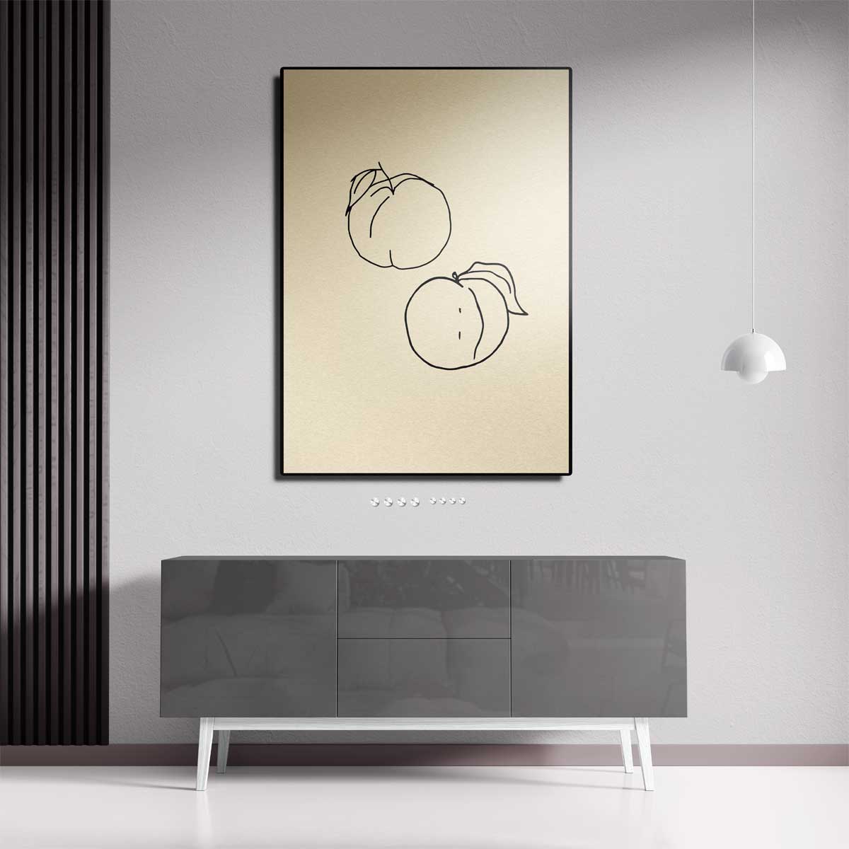 Lijndansende Perziken Kunstwerk-canvas-dibond-plexiglas-wanddecoratie-WallArtistic