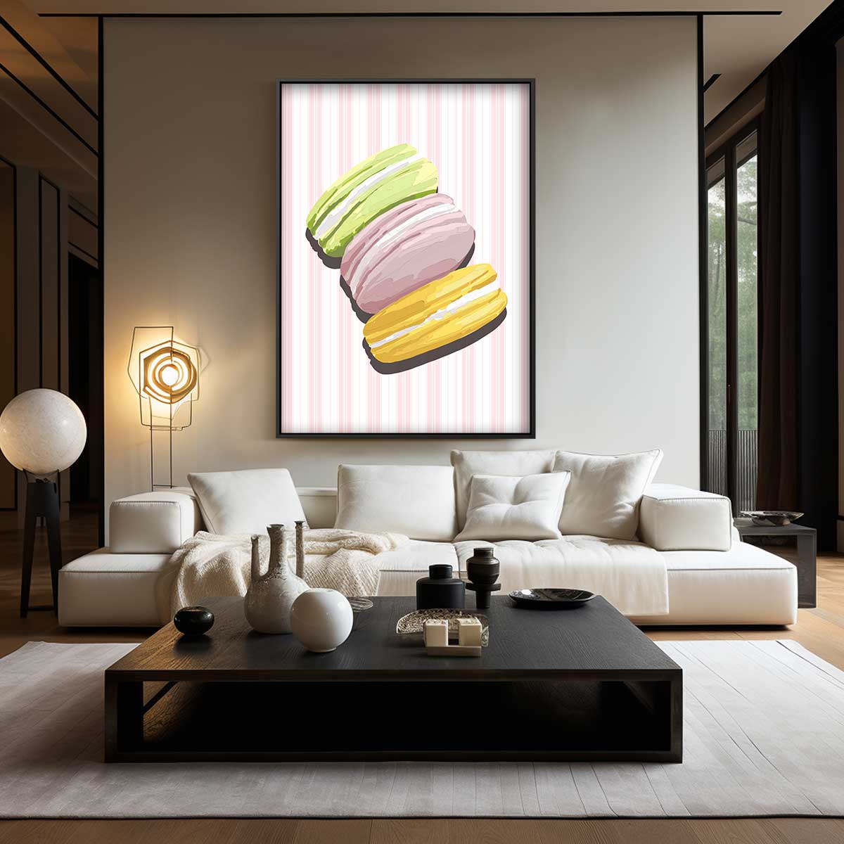 Kleurrijke Macaron Illusie Kunstwerk-canvas-dibond-plexiglas-wanddecoratie-WallArtistic