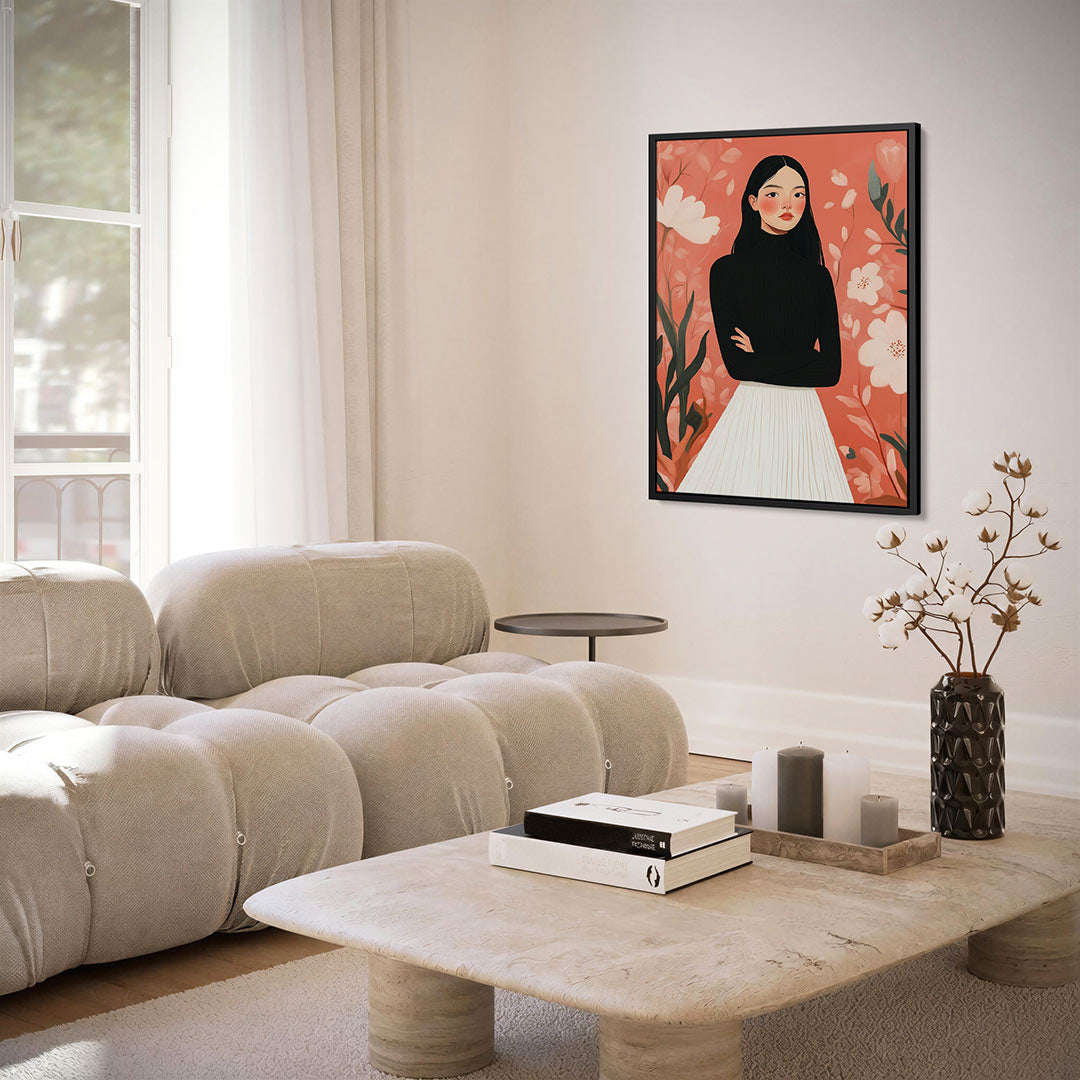 Vrouwelijk portret bloemen Kunstwerk