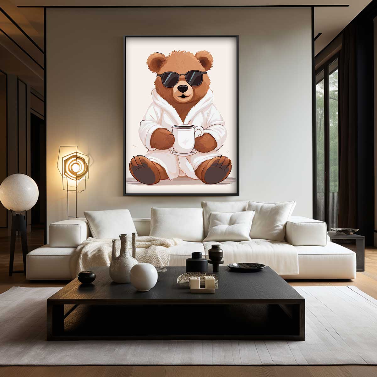 Relaxte Beer Met Koffie Kunstwerk-canvas-dibond-plexiglas-wanddecoratie-WallArtistic