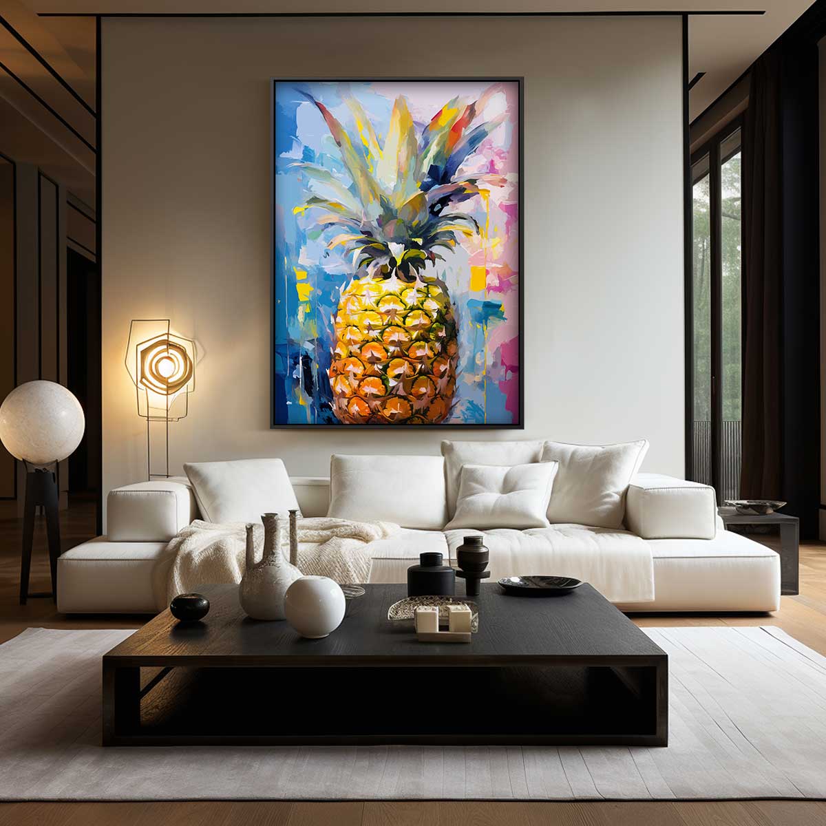Tropische Ananas Expressie Kunstwerk-canvas-dibond-plexiglas-wanddecoratie-WallArtistic