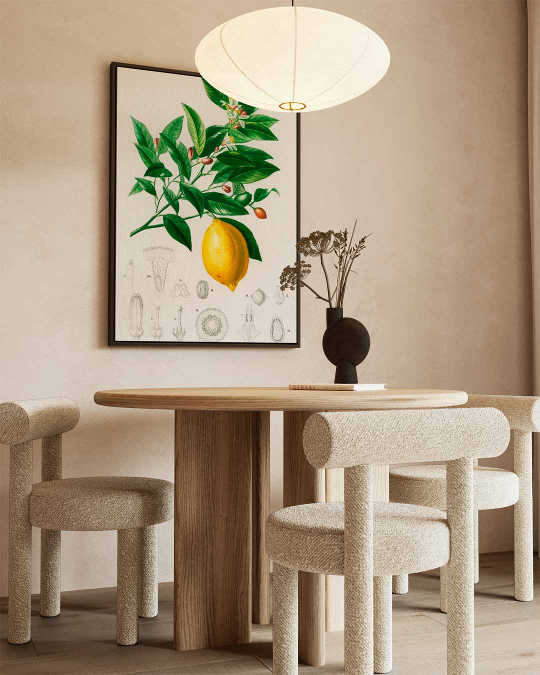 Botanische Illustratie van Citroenplant Kunstwerk-canvas-dibond-plexiglas-wanddecoratie-WallArtistic