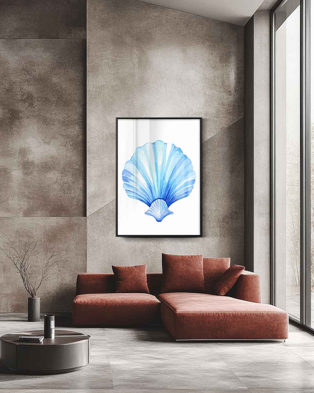 Blauwe Schelp Kunstwerk Kunstwerk-canvas-dibond-plexiglas-wanddecoratie-WallArtistic
