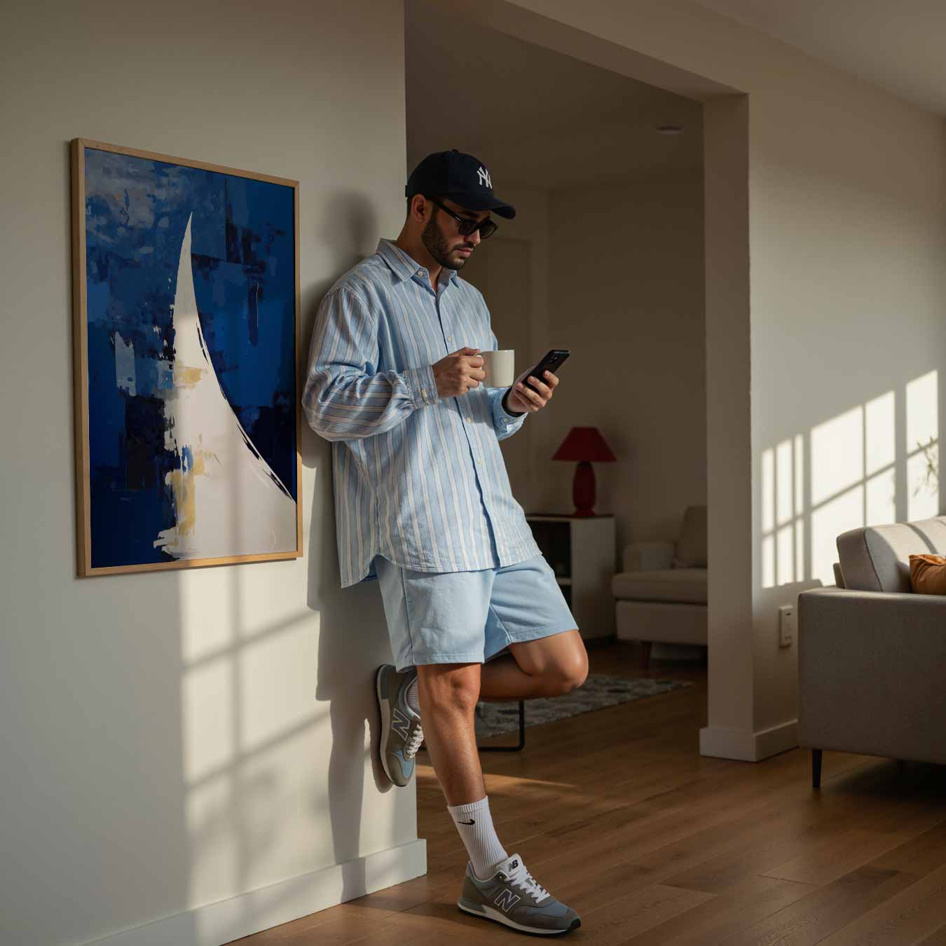 Abstracte Blauwe Elegantie Poster-WallArtistic