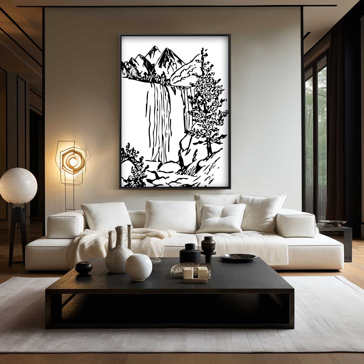 Berglandschap in Zwart-Wit Kunstwerk-canvas-dibond-plexiglas-wanddecoratie-WallArtistic