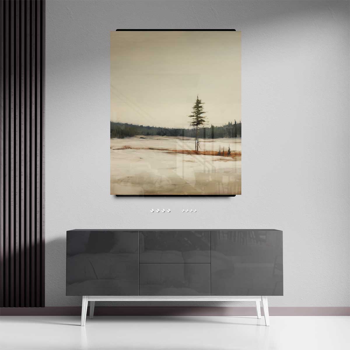 Eenzaamheid in Winterlandschap Kunstwerk-canvas-dibond-plexiglas-wanddecoratie-WallArtistic