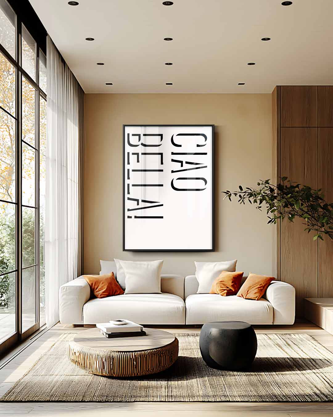 Ciao Bella Typografie Poster Kunstwerk-canvas-dibond-plexiglas-wanddecoratie-WallArtistic