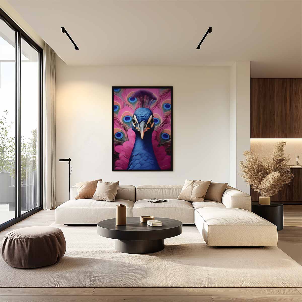 Pauwenpracht in Felle Kleuren Kunstwerk-canvas-dibond-plexiglas-wanddecoratie-WallArtistic