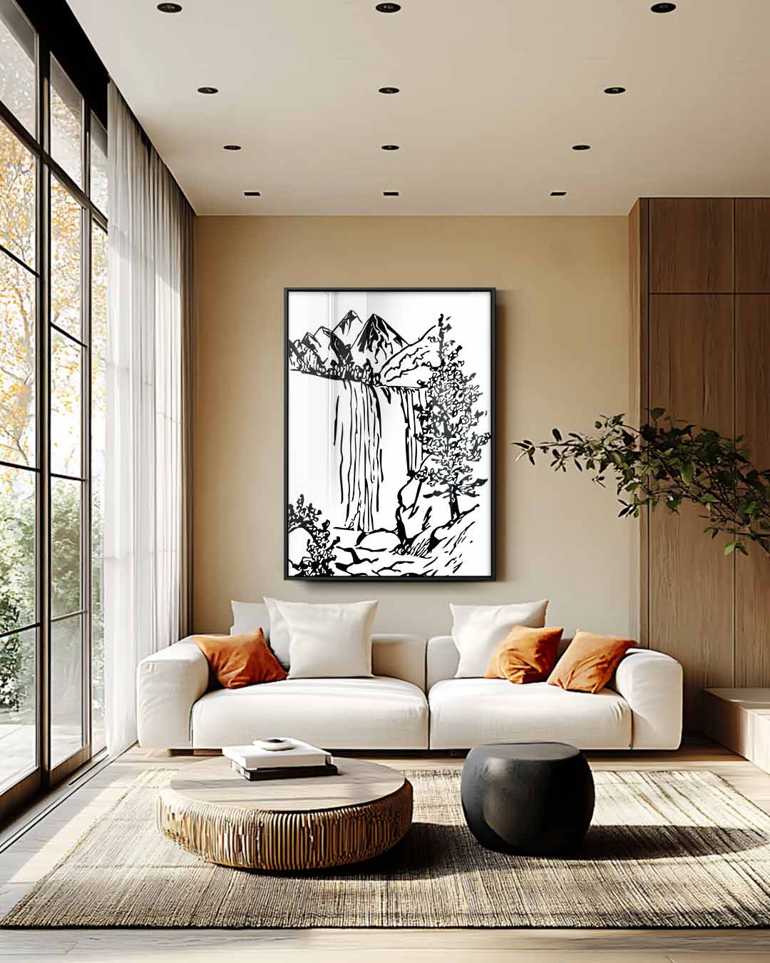 Berglandschap in Zwart-Wit Kunstwerk-canvas-dibond-plexiglas-wanddecoratie-WallArtistic