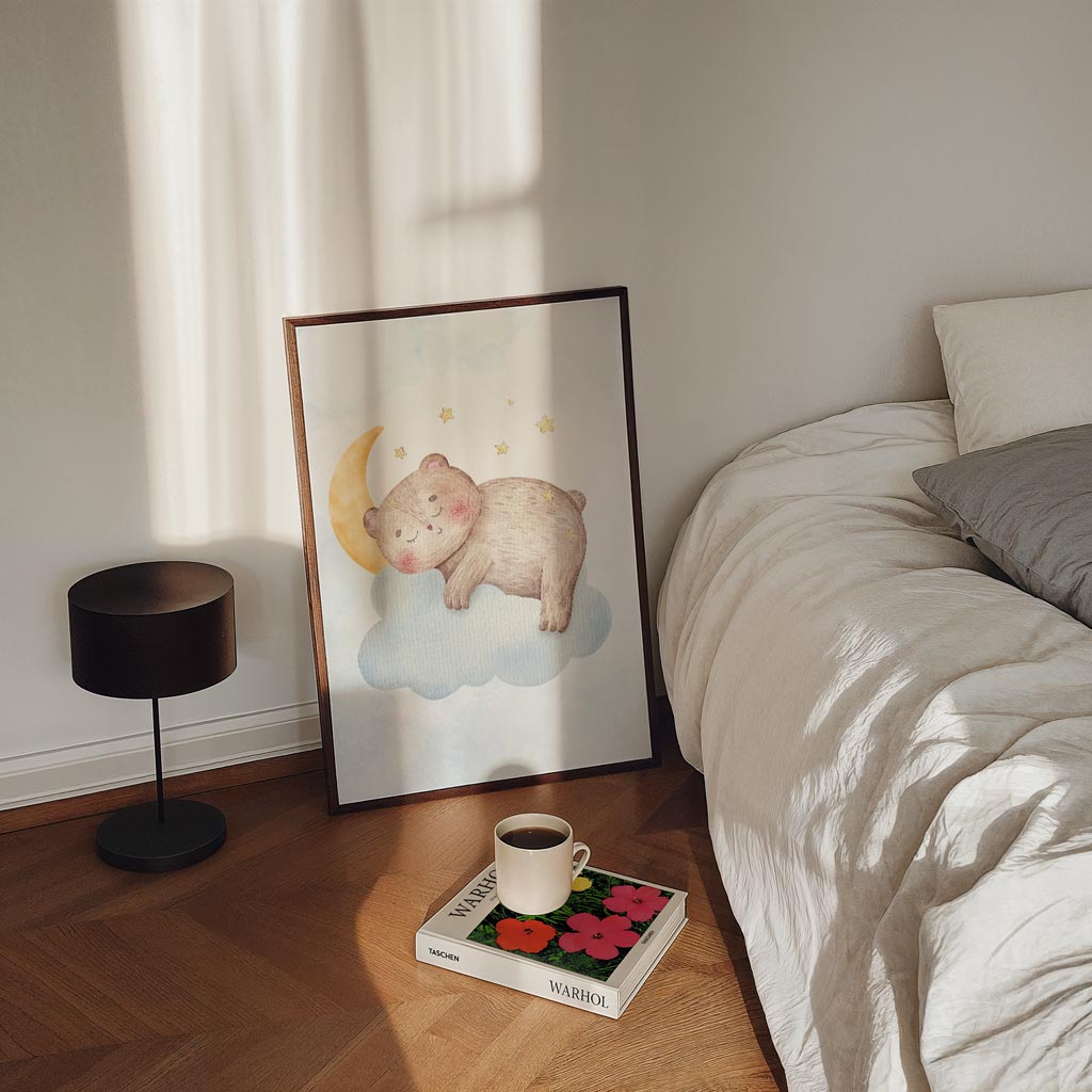 Slaapbeer met Maan Poster-WallArtistic