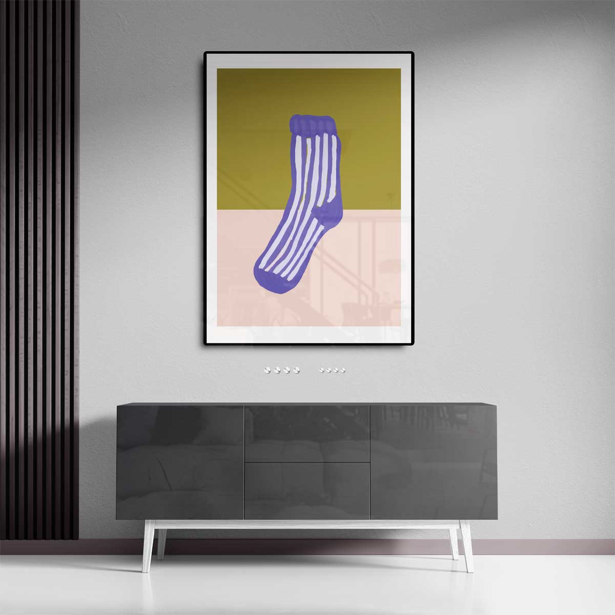 Kleurrijke Gestreepte Sok Schilderij Kunstwerk-canvas-dibond-plexiglas-wanddecoratie-WallArtistic