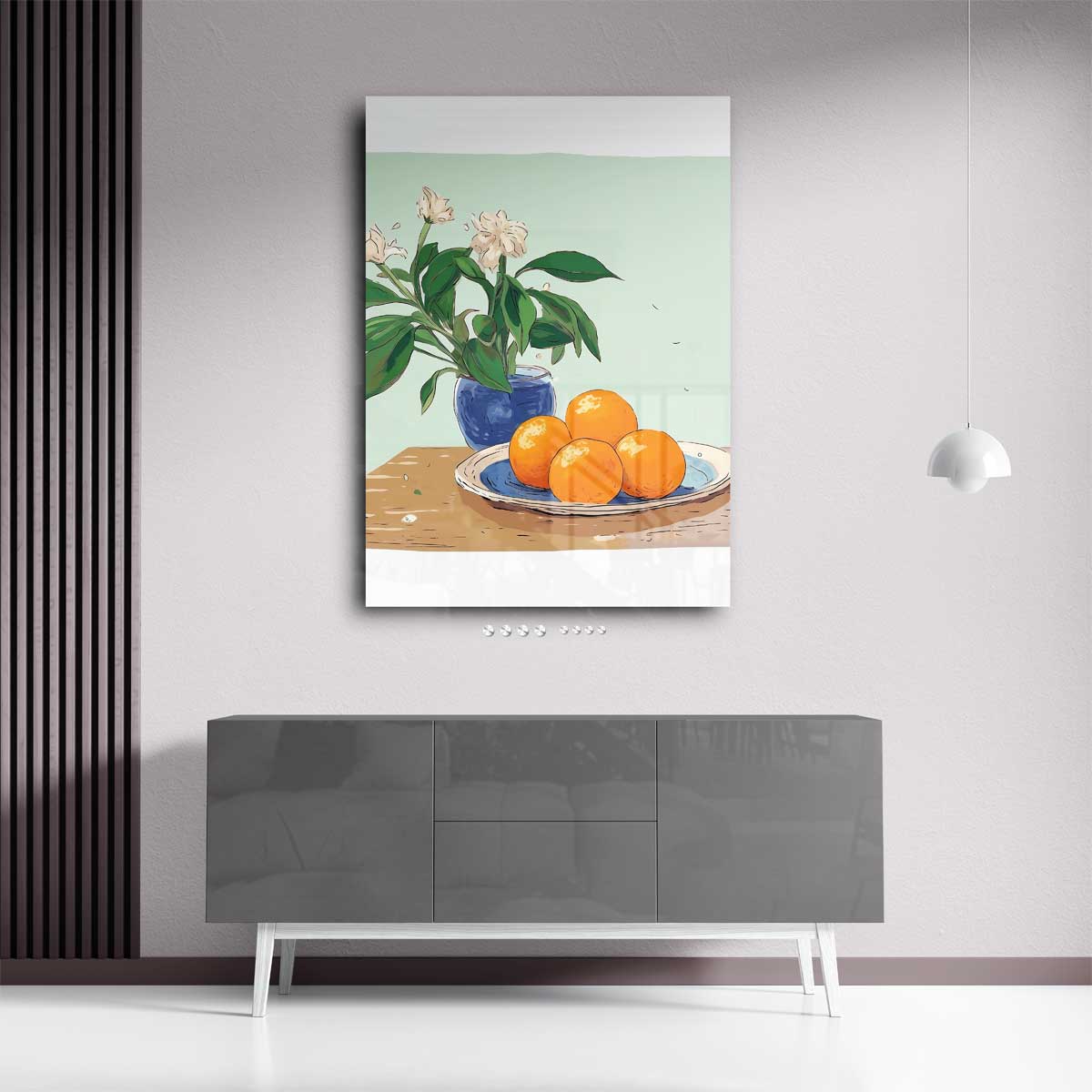"Rustieke Stilleven met Mandarijnen" Kunstwerk-canvas-dibond-plexiglas-wanddecoratie-WallArtistic