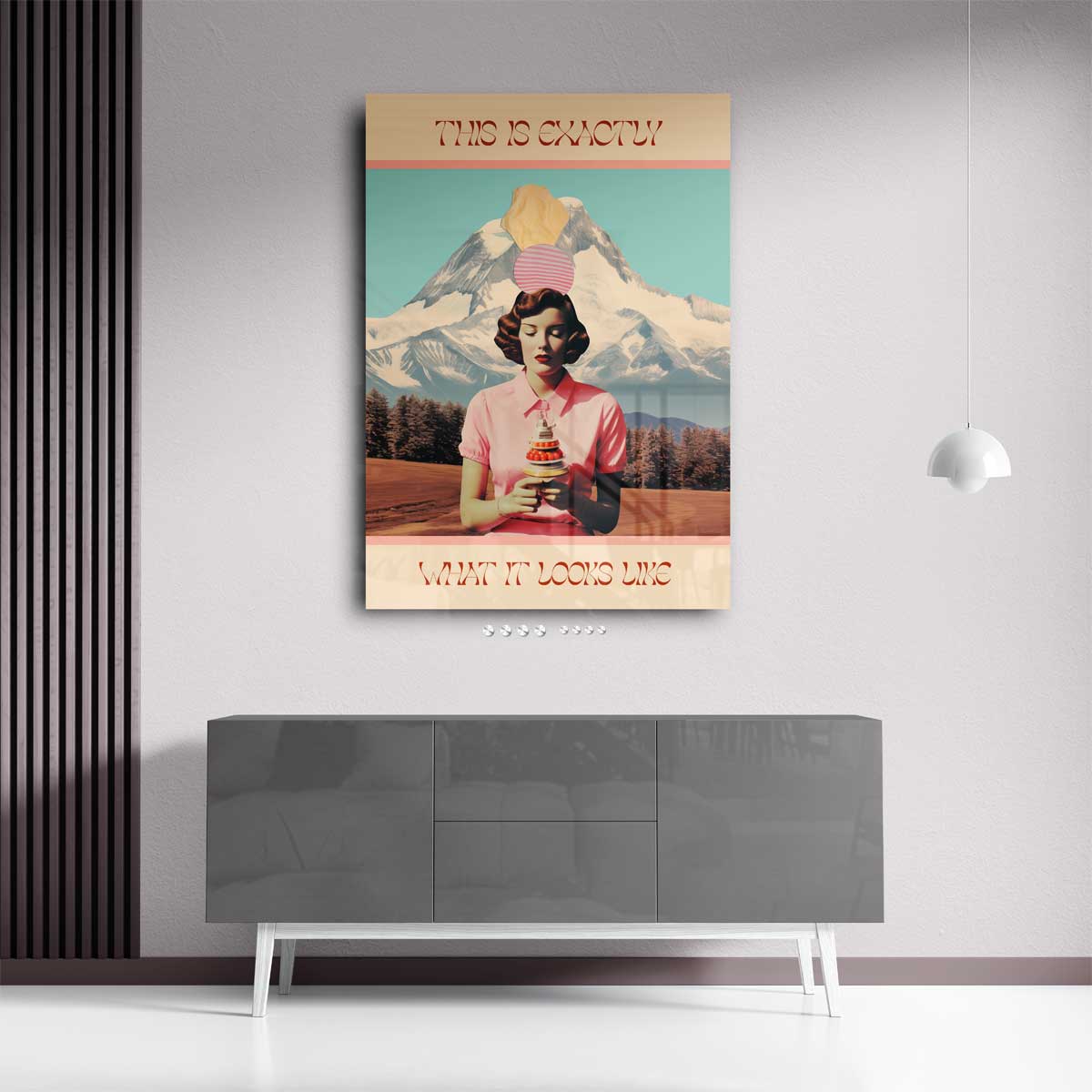 Surrealistische Dame met IJs Kunstwerk-canvas-dibond-plexiglas-wanddecoratie-WallArtistic