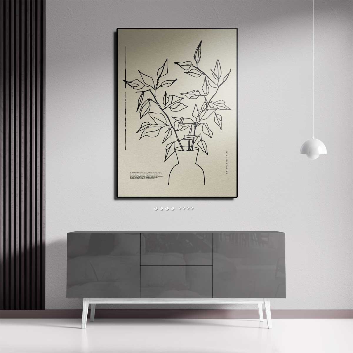 Minimalistische Plantenschets in Vaas Kunstwerk-canvas-dibond-plexiglas-wanddecoratie-WallArtistic