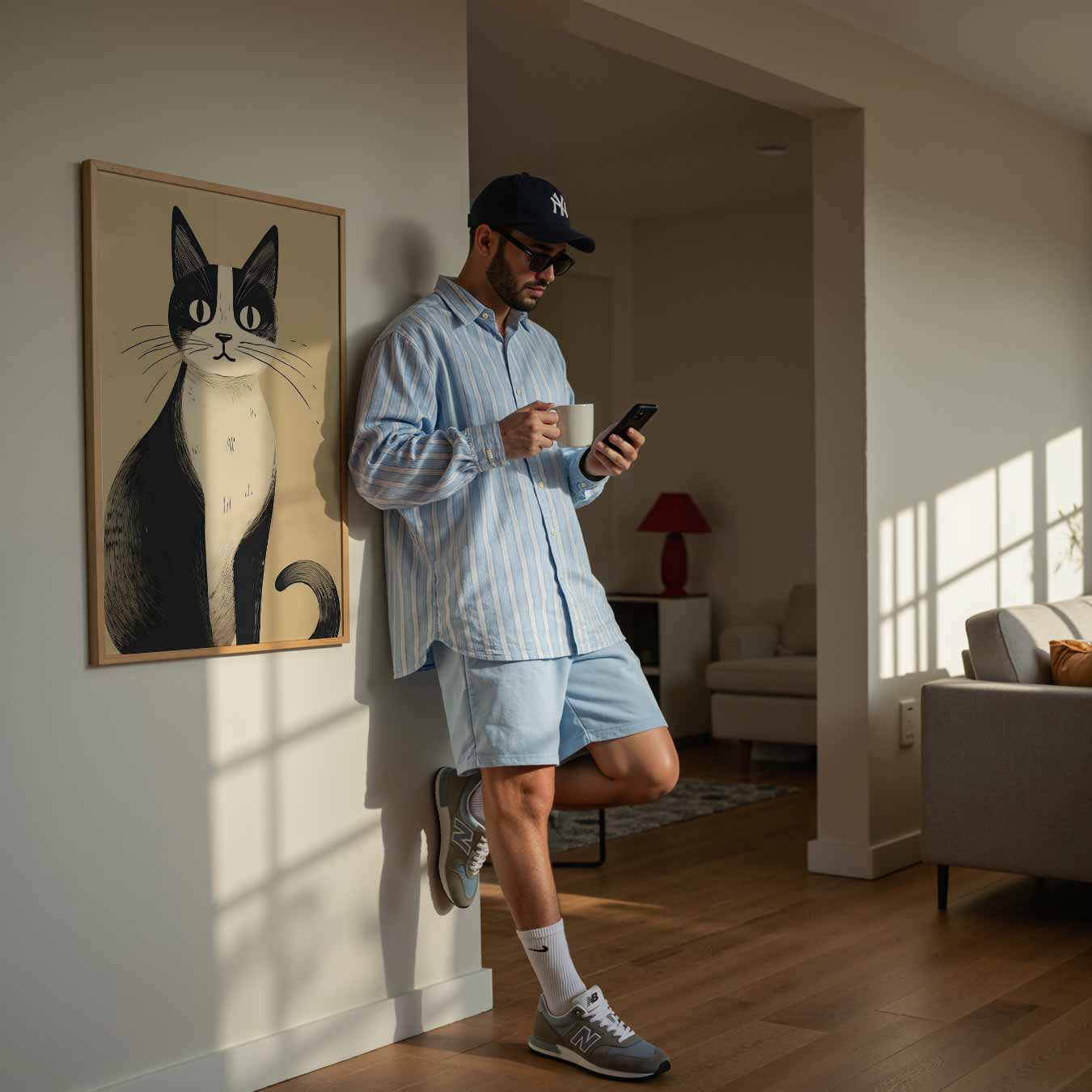 Stijlvolle Kattenillustratie Poster-WallArtistic