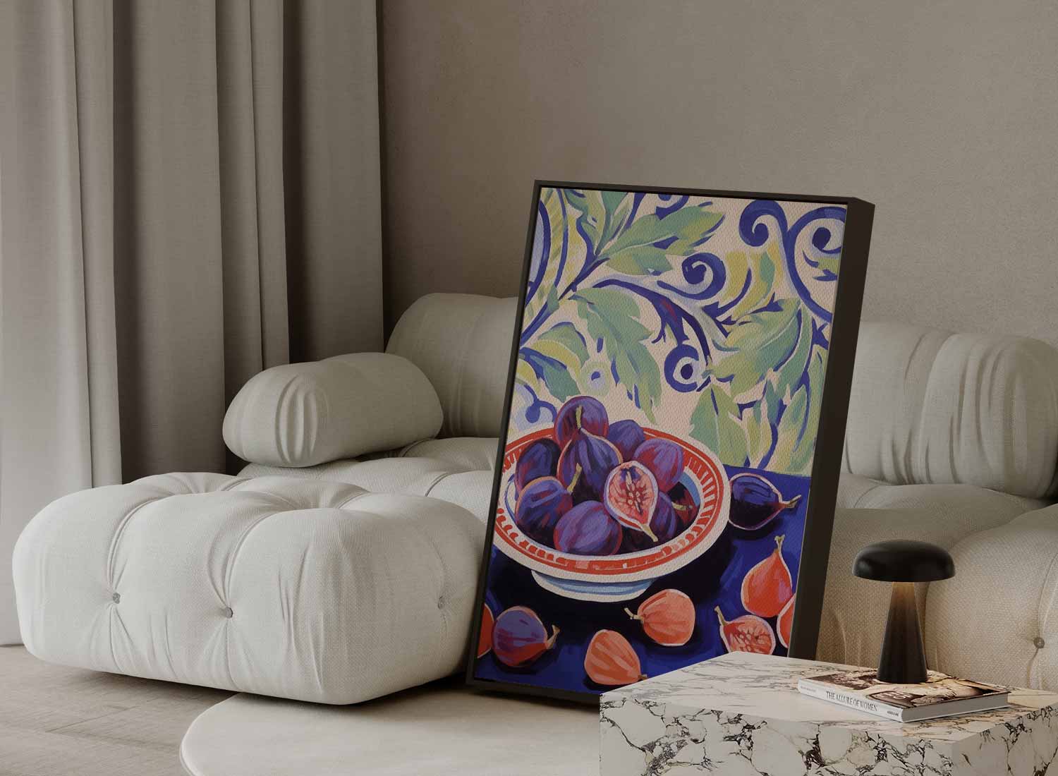 Kleurrijk Stilleven met Vijgen Kunstwerk-canvas-dibond-plexiglas-wanddecoratie-WallArtistic
