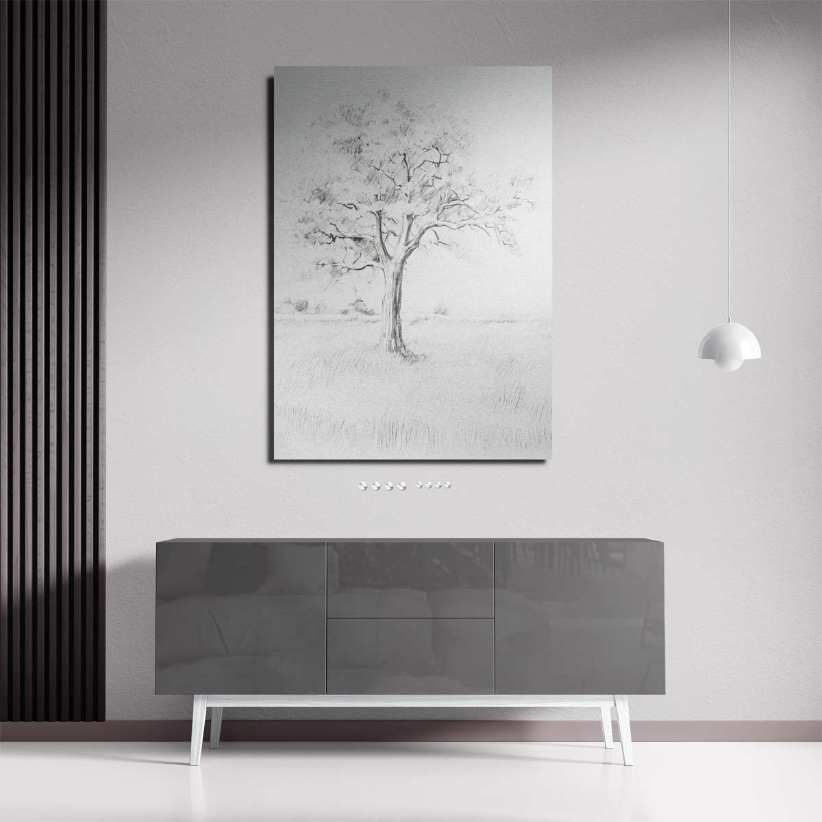 Boom in Potloodschets Kunstwerk-canvas-dibond-plexiglas-wanddecoratie-WallArtistic