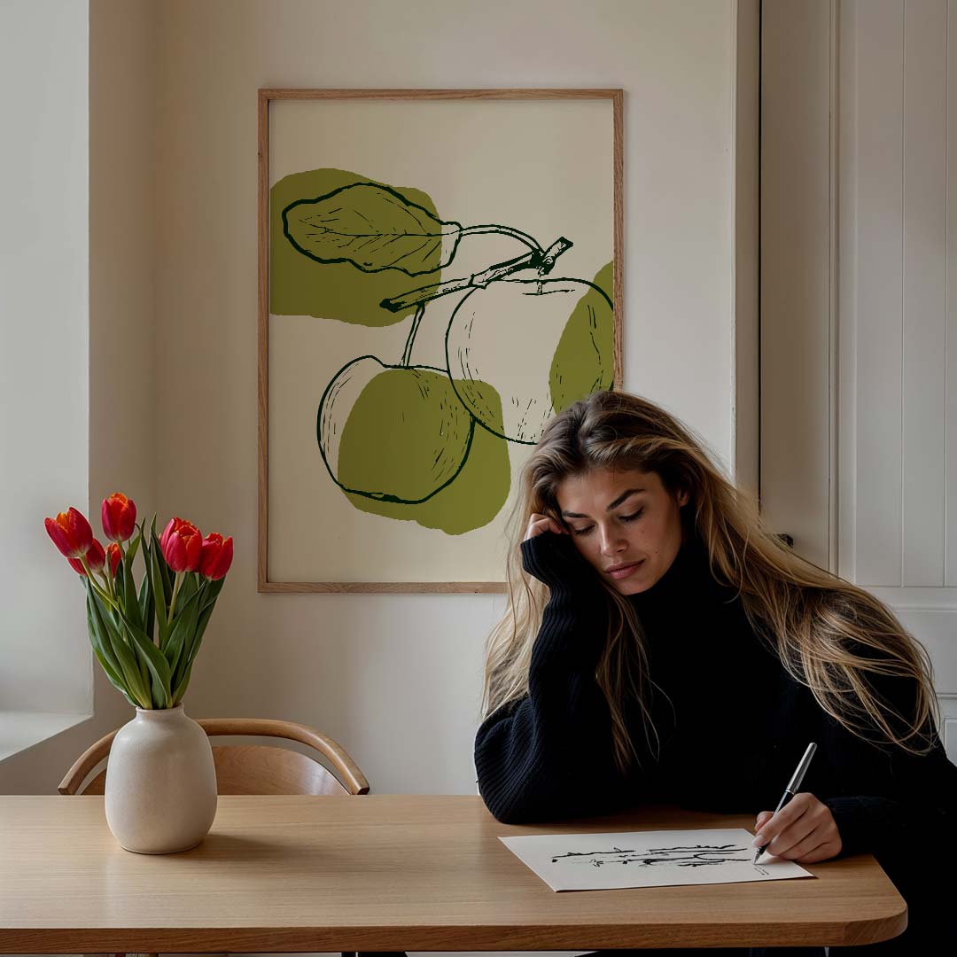 Vintage Groen Fruitprint Poster-WallArtistic