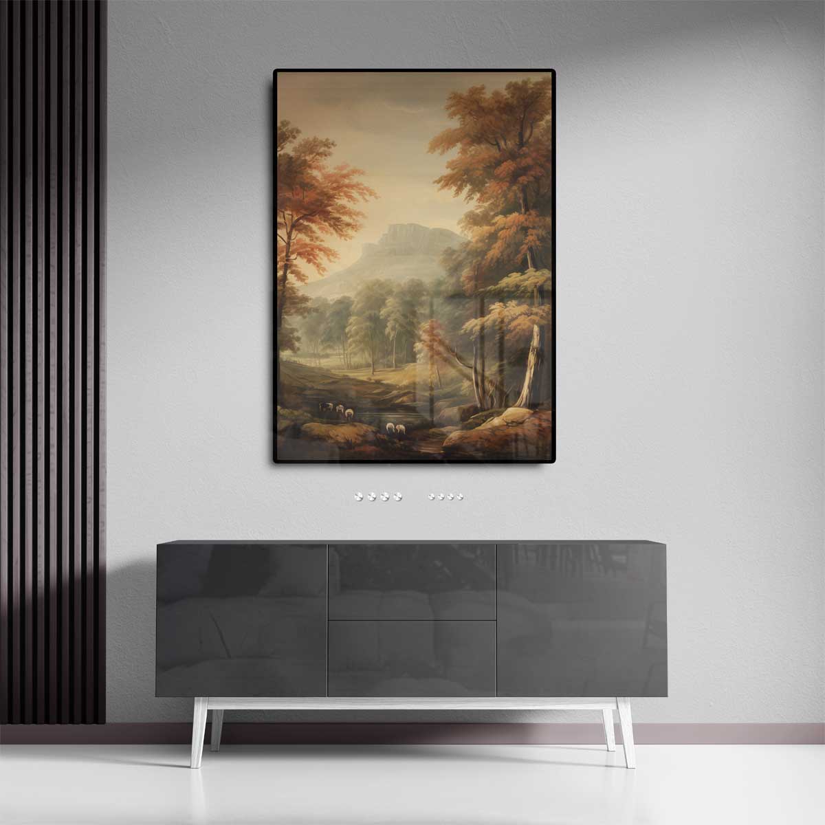 Rustieke Herfstlandschap met Bergen Kunstwerk-canvas-dibond-plexiglas-wanddecoratie-WallArtistic