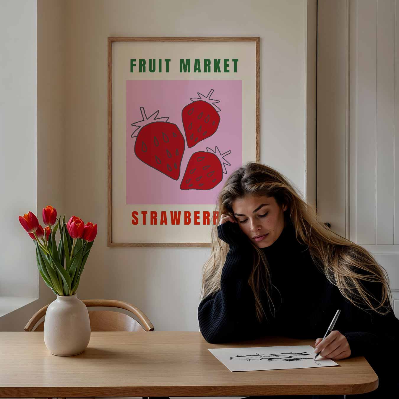 Aardbeien Fruit Markt Poster-WallArtistic