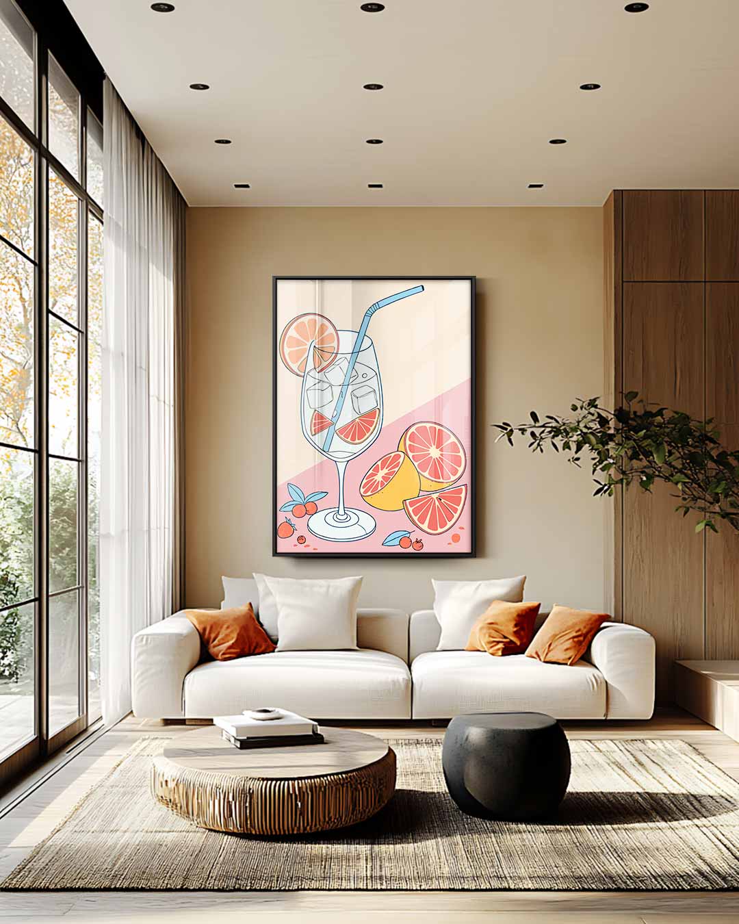 Zonnige Citrus Cocktail Kunstwerk-canvas-dibond-plexiglas-wanddecoratie-WallArtistic