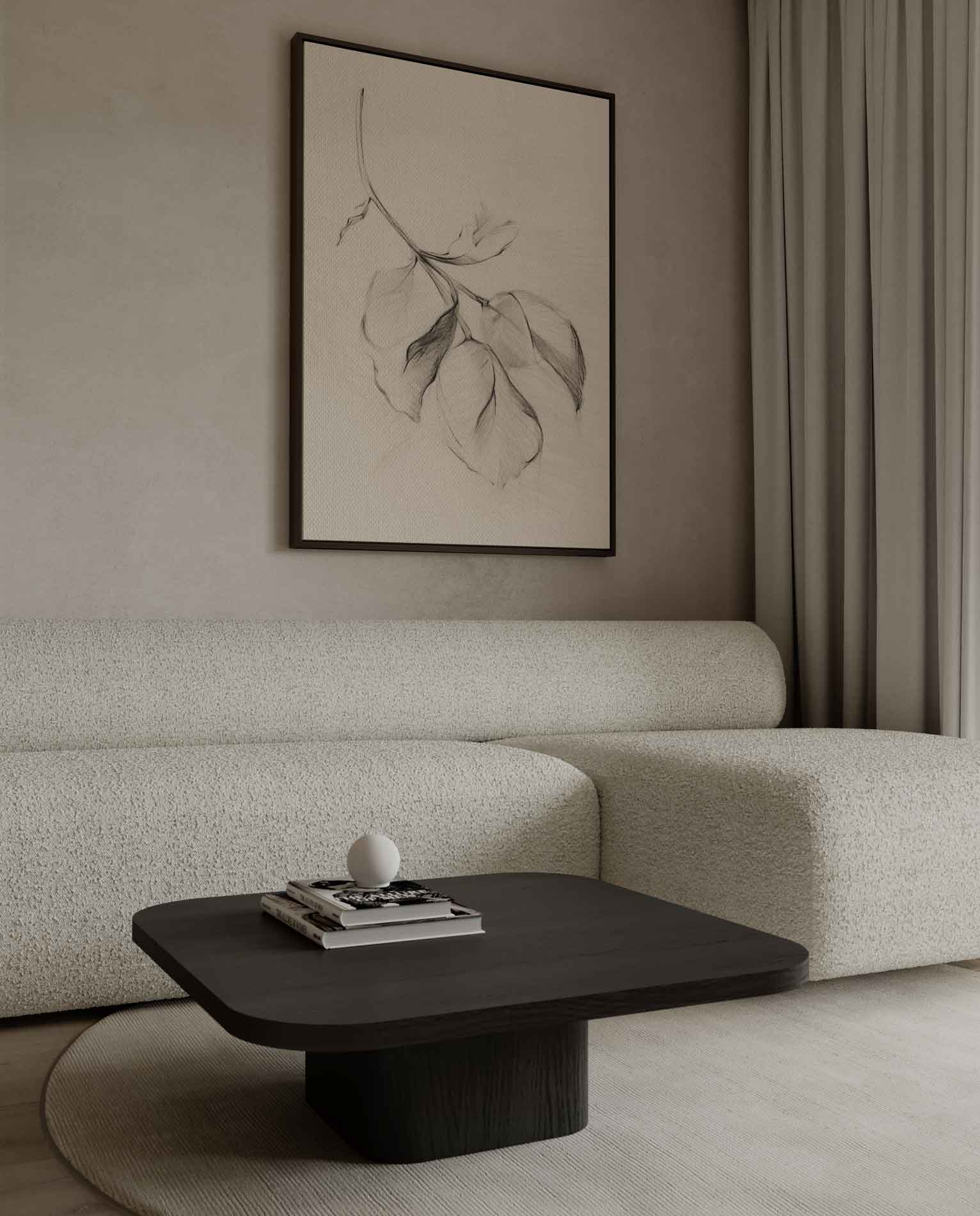 Eenvoudige Bladtekening Kunstwerk-canvas-dibond-plexiglas-wanddecoratie-WallArtistic