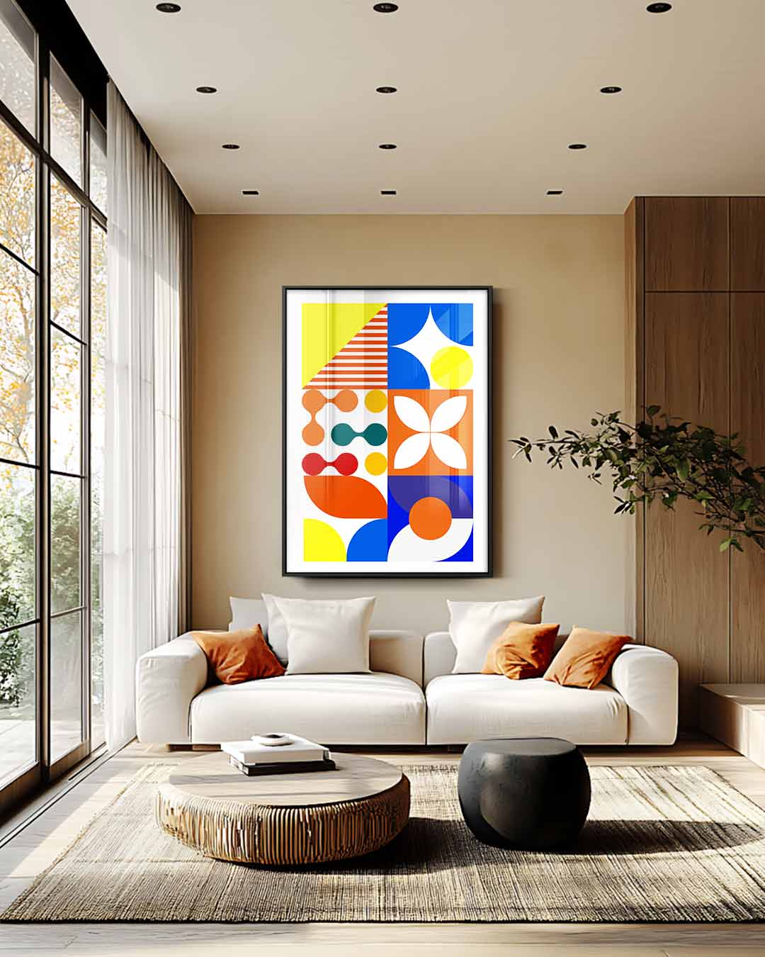 Kleurrijk Geometrisch Genot Kunstwerk-canvas-dibond-plexiglas-wanddecoratie-WallArtistic