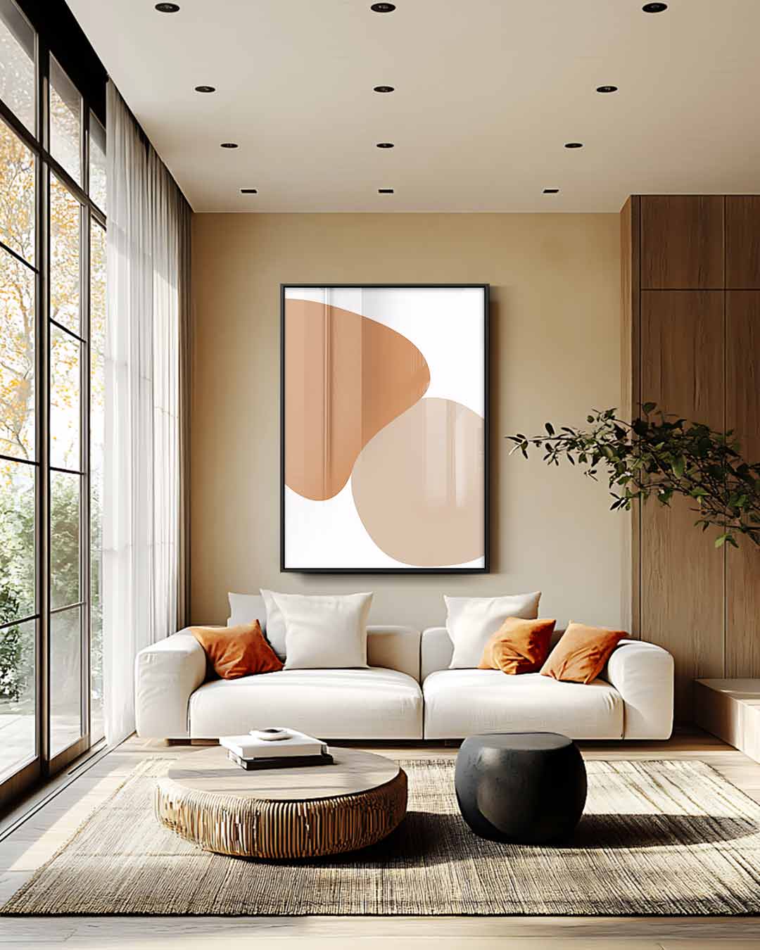 Organische Vormen in Aardetinten Kunstwerk-canvas-dibond-plexiglas-wanddecoratie-WallArtistic