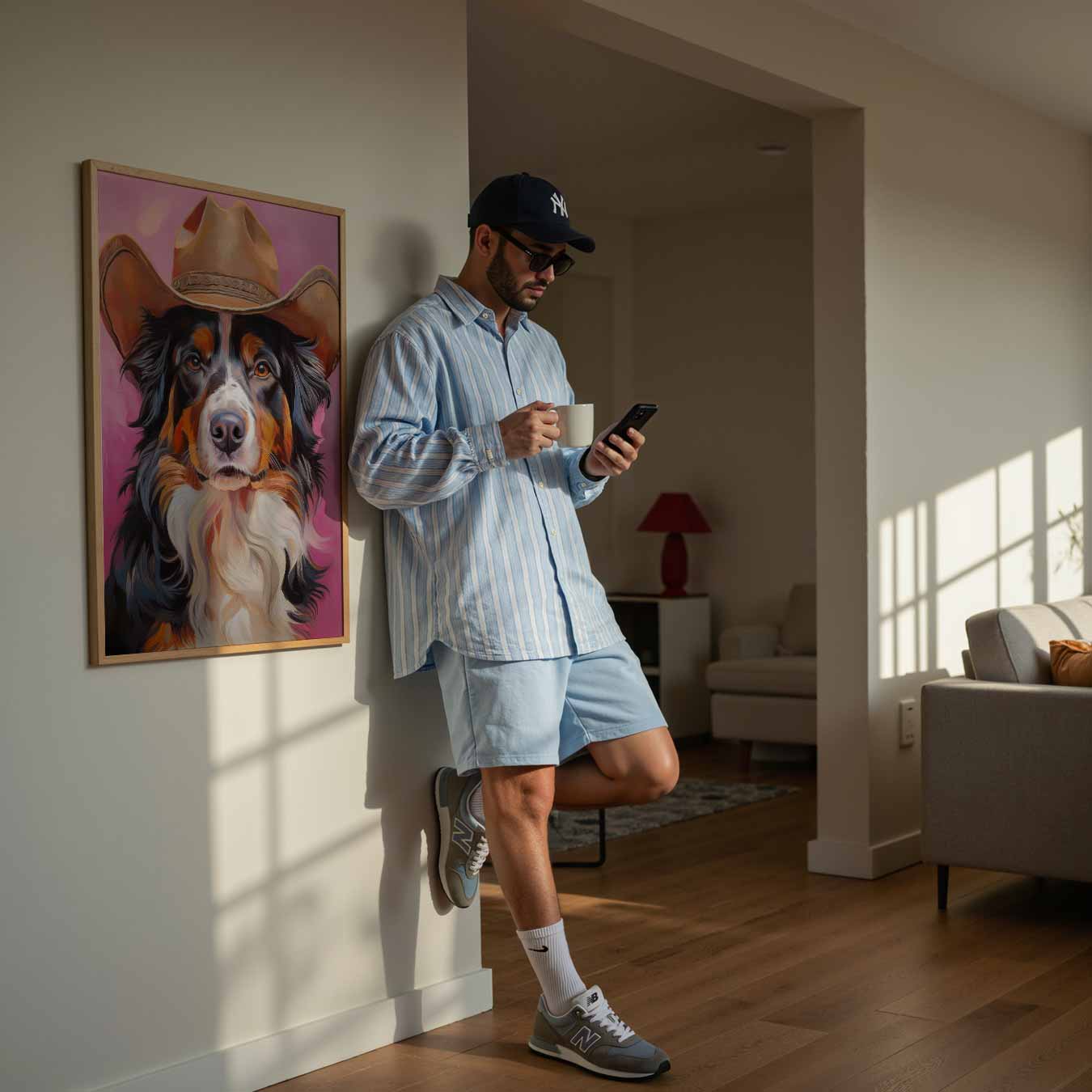 Stoere Hond in Cowboy Hoed Poster-WallArtistic