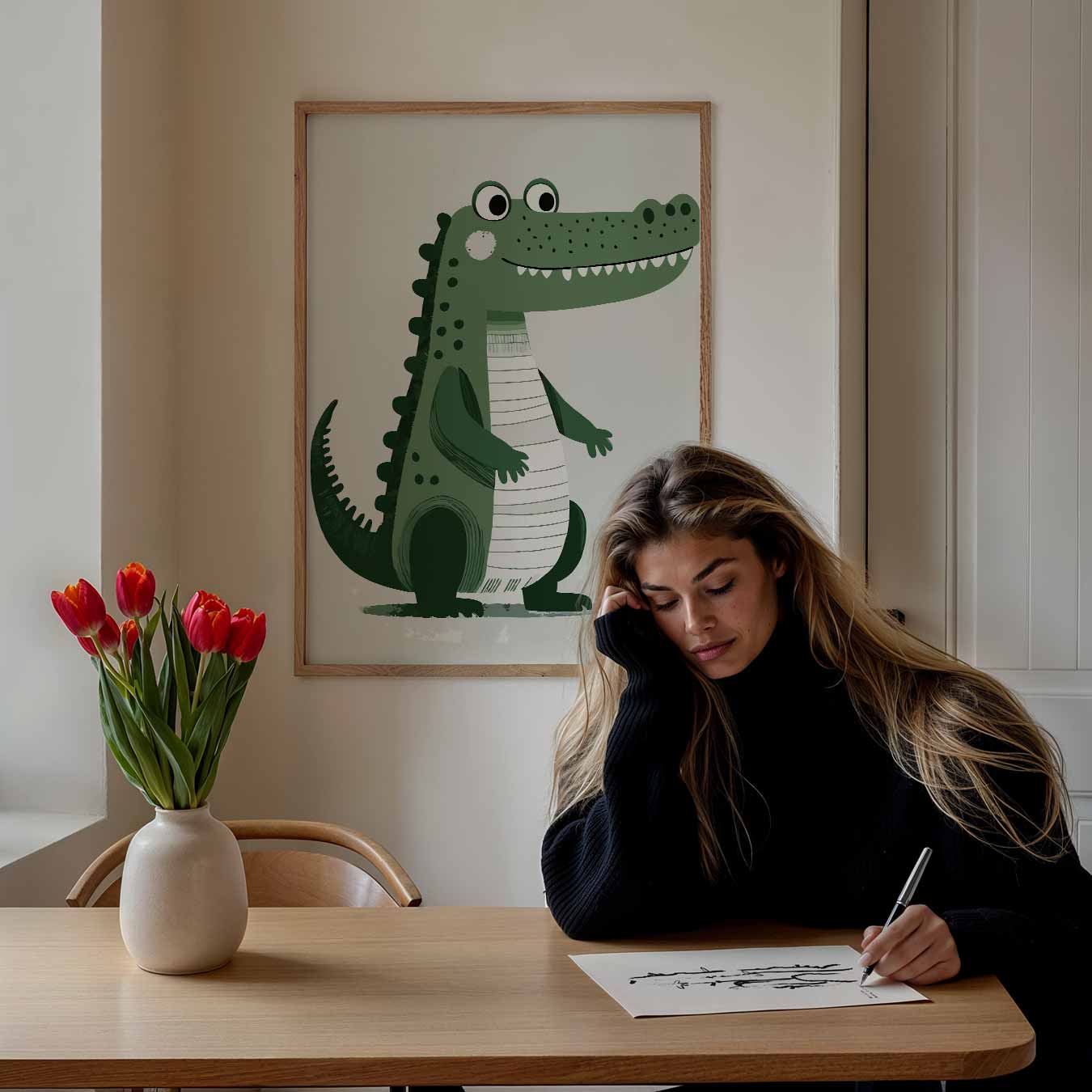 Vrolijke Krokodil Kinderkamerposter