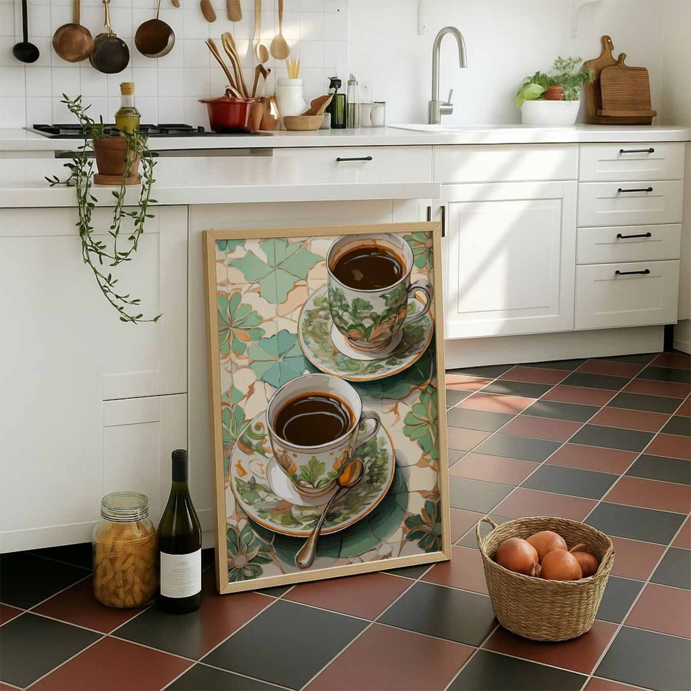 Botanische Koffietijd Poster-WallArtistic